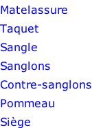 Matelassure Taquet Sangle Sanglons Contre-sanglons Pommeau Siège