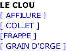 LE CLOU [ AFFILURE ] [ COLLET ] [FRAPPE ] [ GRAIN D’ORGE ]